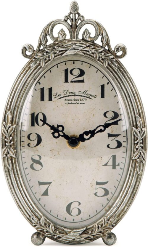 Vintage Table Clock, Silent Non-Ticking Battery Operated Desk Shelf Mantel Small