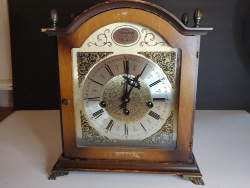 Vintage Tempus Fugit Mantle Clock Germany Partially Working. Video Avail.