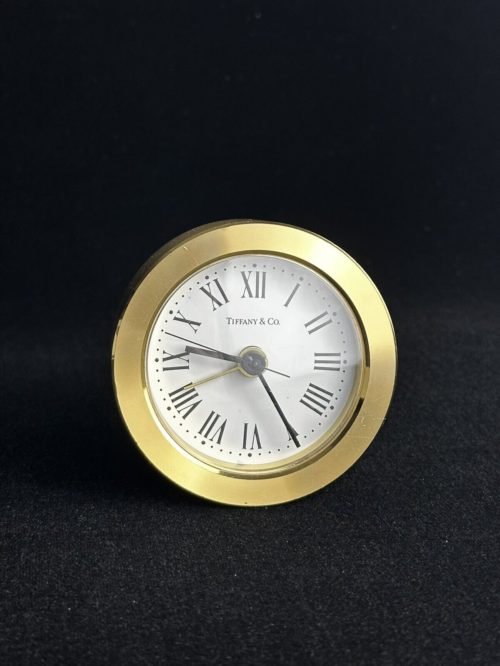 Vintage Tiffany & Co. Round Brass Travel Alarm Swiss Desk Clock AS-IS CHECK COND