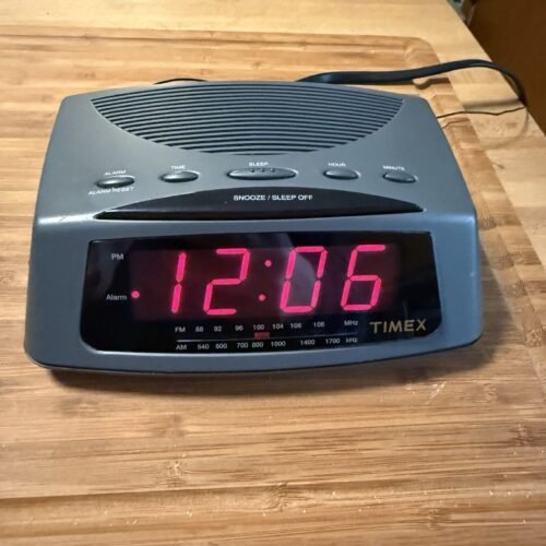 Vintage Timex AM/FM Radio Alarm Clock Model T229B with Large Red Display TESTED!
