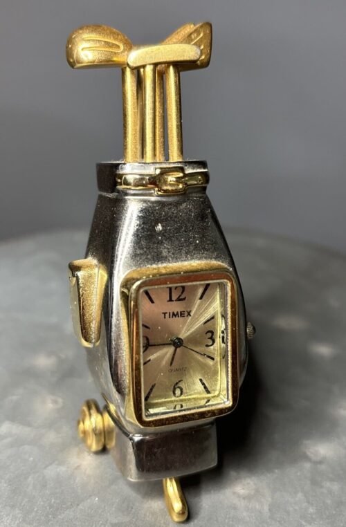 Vintage Timex desk Top Golf Bag Watch 4 x 2 Inches