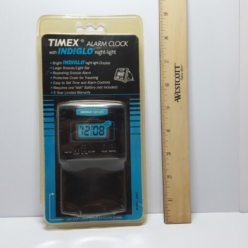 Vintage Timex Digital Travel Flip Alarm Clock w/ Indiglo Night Light 3505T - NOS