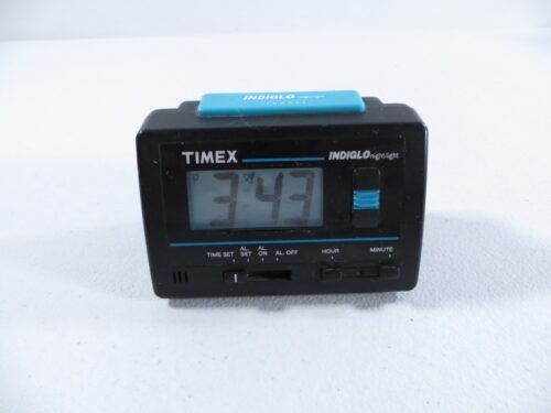 Vintage Timex Indiglo Blue Night Light Travel Alarm Clock Battery Operated WORKS