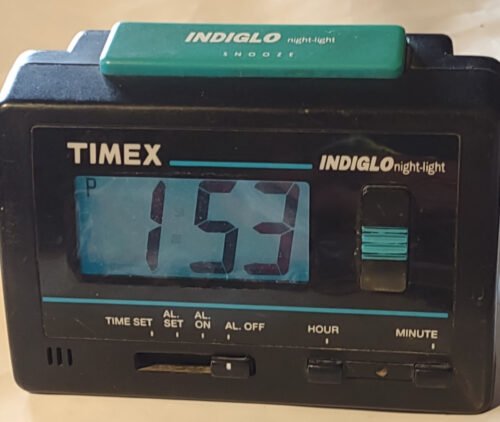 Vintage Timex Indiglo Night-Light Digital Travel Alarm Clock with Snooze Option