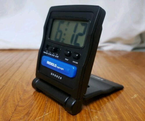 Vintage Timex INDIGLO Night Light Flip Folding Travel Digital Alarm Clock TESTED