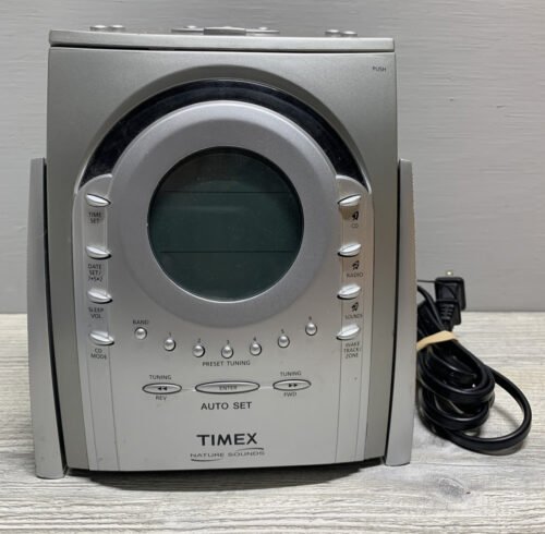 Vintage Timex Nature Sounds Auto Set CD Clock Radio T621T AM FM Alarm