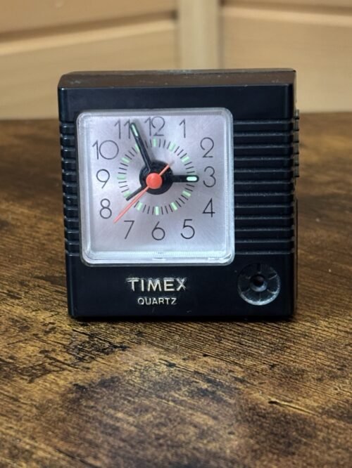Vintage Timex Quarts Black Travel Alarm Clock Model 7809-012 Tested Working
