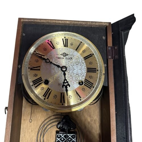 VINTAGE TRADE MARK CLOCK PENDULUM WALL CLOCK WITH WINDING KEY WORKS