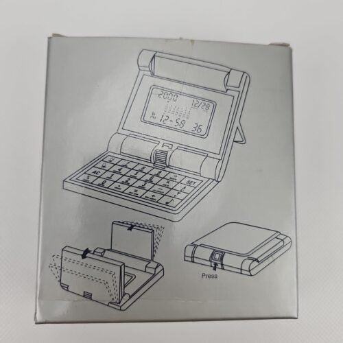 Vintage Travel World Alarm Clock Flip Calculator Pocket Size