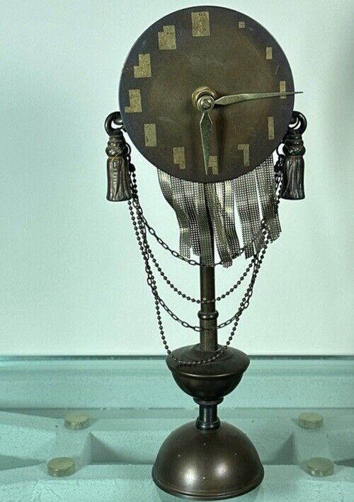 Vintage Unusual Brass Post Modern German Movement Clock
