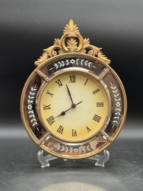 Vintage Venetian Ornate Gold Mirrored Wall Clock Hollywood Regency VIDEO!