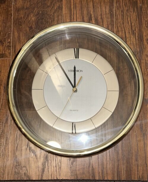 Vintage Verichron Octagonal Wall Clock 12” Model 700664 Harris & Mallow WORKS