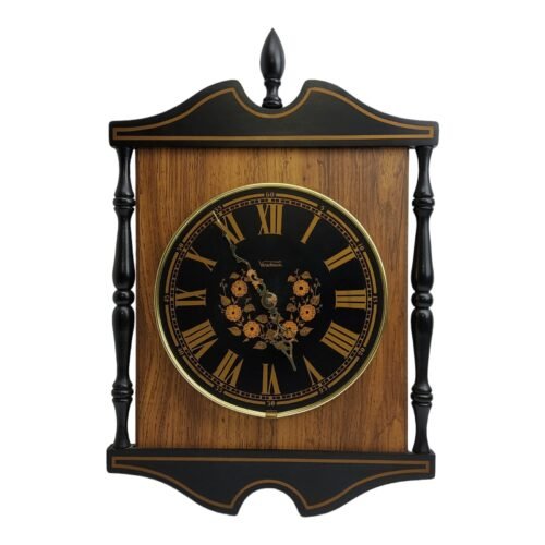 Vintage Verichron Wooden Wall Clock Floral Granny Chic Grandmacore Style