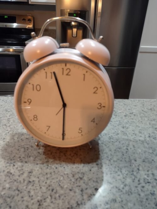 Vintage Vine Look Metal Alarm Clock Light Pink Contemporary Movie Prop
