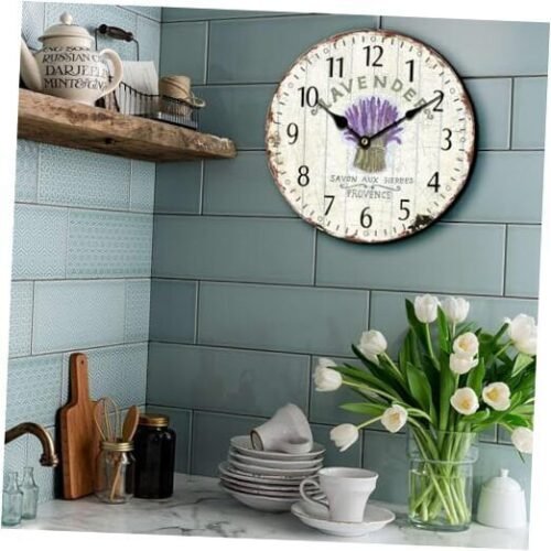 Vintage Wall Clock,12" Farmhouse Wall Clocks French Lavender Style 12-inch
