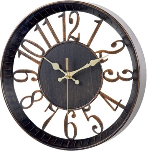 Vintage Wall Clock 12 Inch Round Wall Clocks Battery Operated Quartz Silent N...