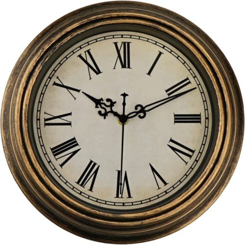 Vintage Wall Clock, 12'' Retro Silent Non Ticking Classic Clocks, Roman Numerals