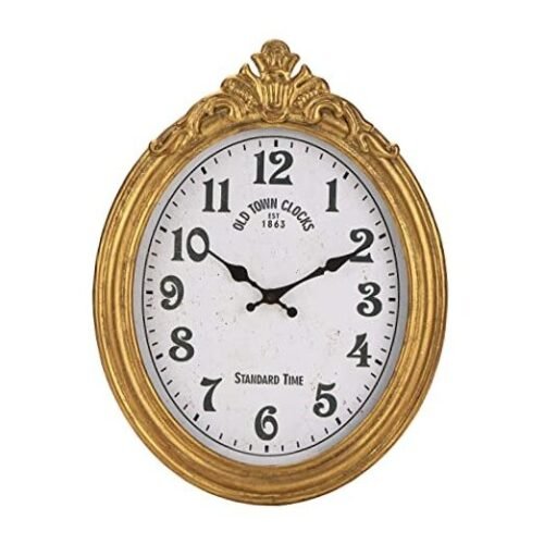 Vintage Wall Clock, European Style Decorative Clock Retro Oval Large Clock