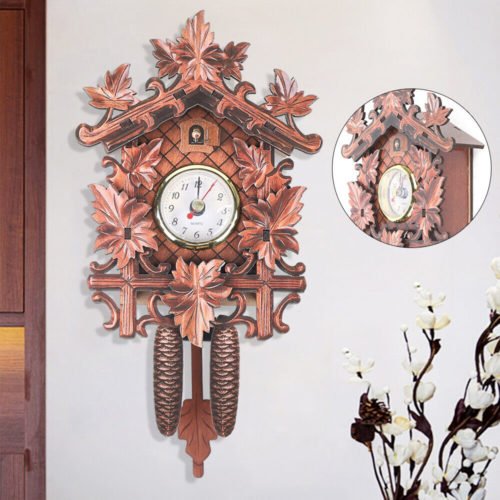 Vintage Wall Clock Hanging Clock Carvings Antique Living Room Home Decor
