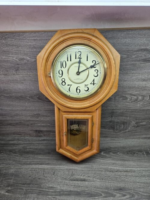Vintage Wall Clock Oak Regulator Classic Manor Westminster Chime