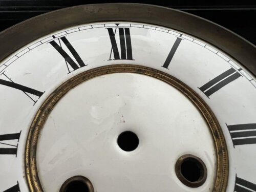 Vintage Wall Clock Pendulum Dial Enamel Brass Edges 3 Holes