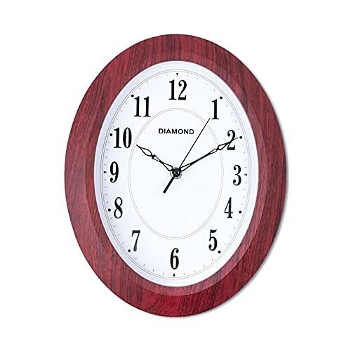 Vintage Wall Clock Retro Oval Wall Clocks Silent Non Ticking Quartz Battery