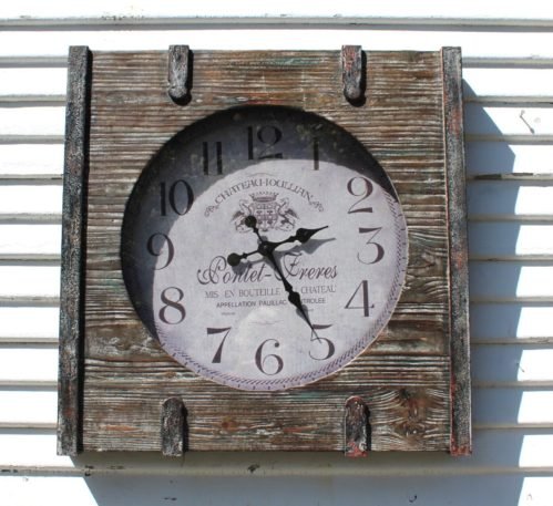 Vintage Wall Clock Rustic Antique Style Large Oversized Distressed Iron Wood 24"
