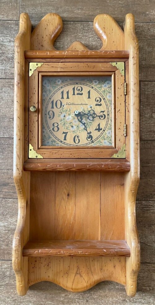 Vintage Wall clock wooden handmade Williamstown marked dial 1989 Hanging country
