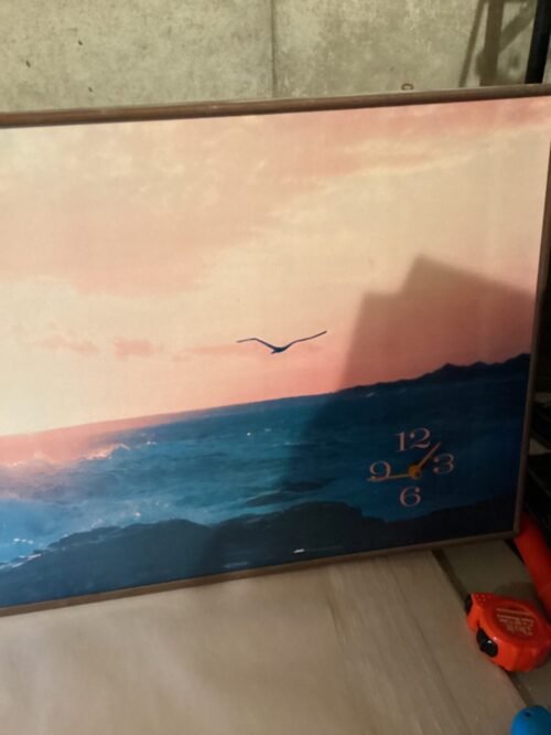 Vintage Wall Hanging of Ocean & Birds With Built in Clock 48”x20.5”x2” Untested