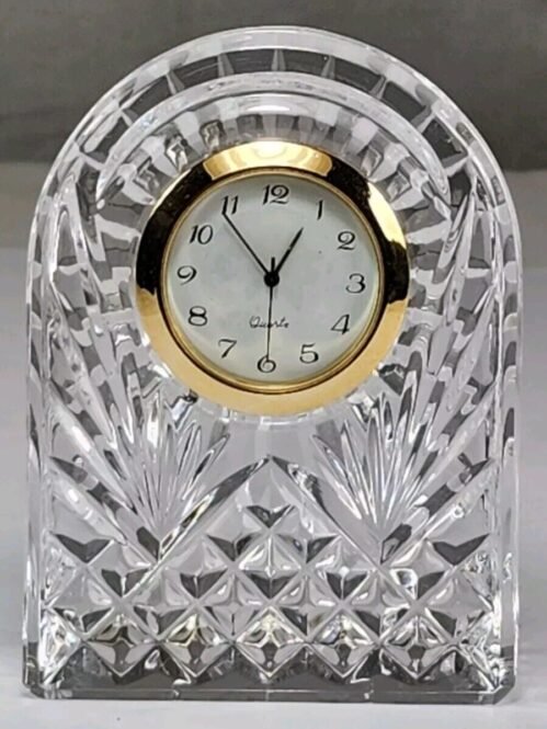 Vintage Waterford Crystal Mini Lismore Dome Clock Paperweight 2.5" x 3.5" Works