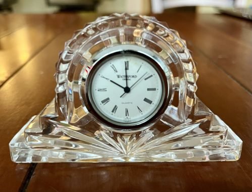 Vintage Waterford Crystal Wharton Desk / Table / Mantle Clock 2 1/2" H Working