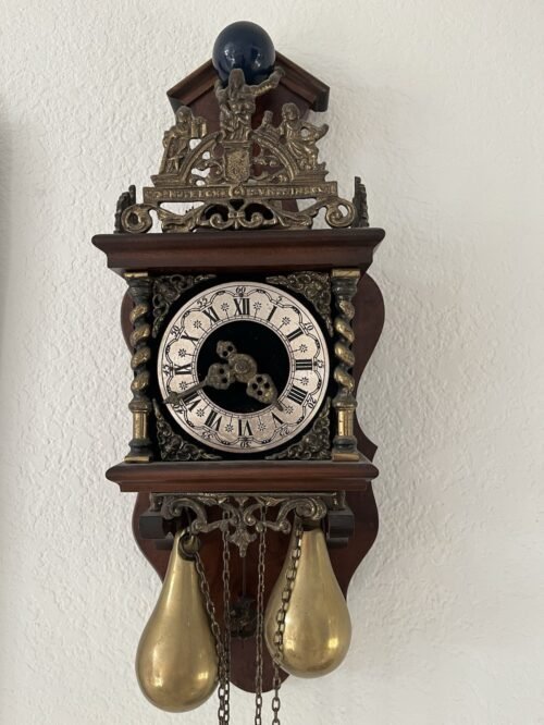 Vintage Weight Wall Clock, 8 Day Chiming Made In Holland German Works