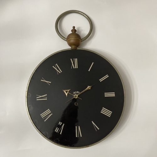 Vintage Welby MCM Metal Brass Large Pocket Watch Inspired Design Wall Clock 18”