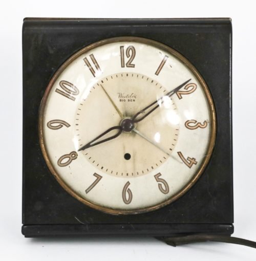 Vintage Westclox Big Ben Alarm Desk Clock Bakelite Brown Gold **NEEDS REWIRING**