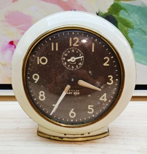 Vintage Westclox Big Ben Loud Alarm Clock Ivory Color Brown Face, Working