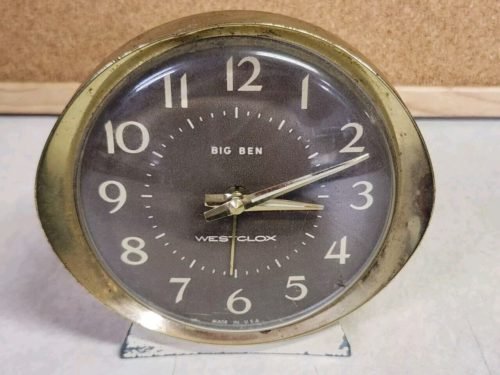 Vintage Westclox Big Ben Windup Alarm Clock Gold /Cream Metal - Parts/Restore