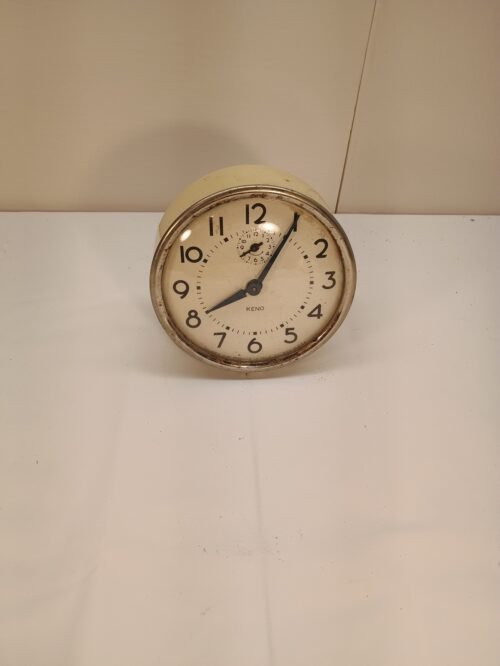 Vintage Westclox Keno Wind Up Table Desk Clock With Alarm Works MCM Retro Decor