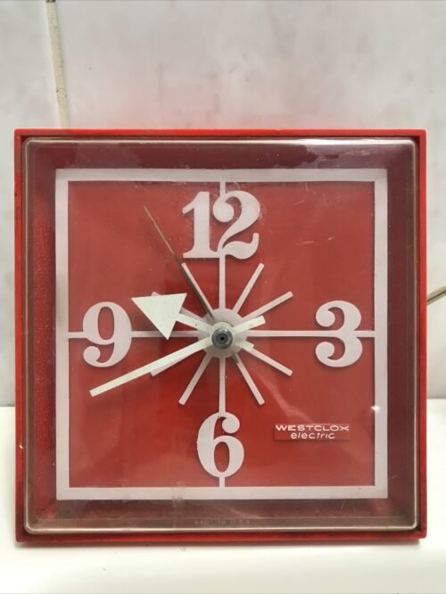 Vintage Westclox MCM Red Kitchen / Wall Clock 6” x 6” - Working