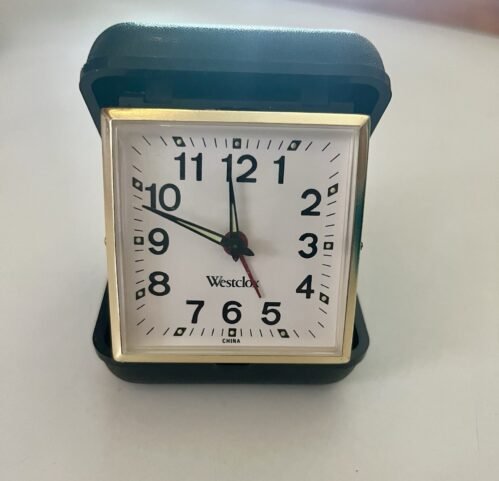 Vintage Westclox Small Alarm Travel Clock Black Case Working