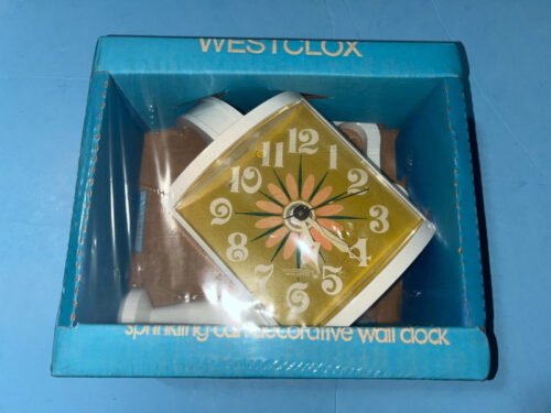 Vintage Westclox Sprinklin Can Electric White Case Clock Yellow Dial 26223