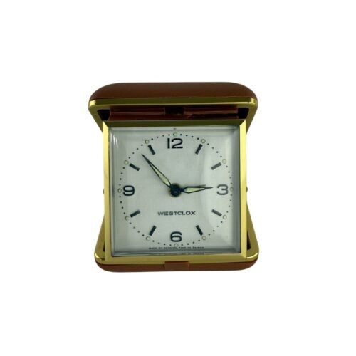 Vintage Westclox Travel Alarm Clock Folding Case Retro Bedside Timepiece