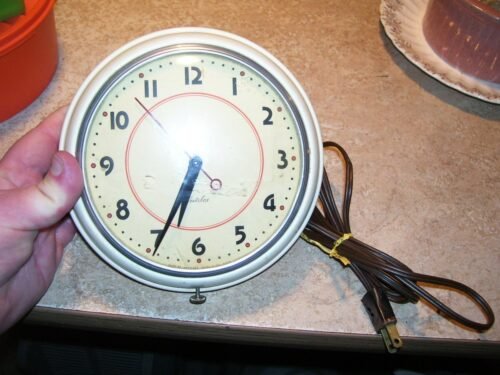 Vintage Westclox White Metal Kitchen Wall Clock