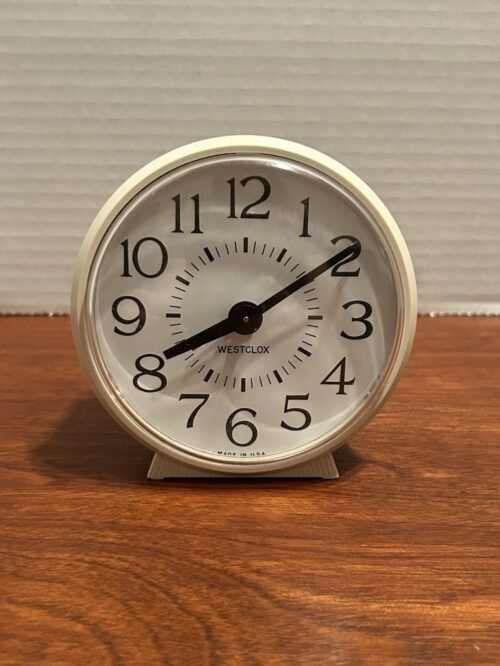 Vintage WESTCLOX Wind Up Alarm Clock Made in USA Beige Tested and Works