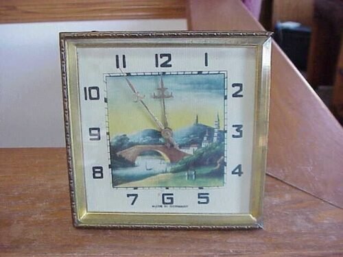 Vintage Wind up Kienzle Desk Scenic Clock Germany Schwenningen UNTESTED
