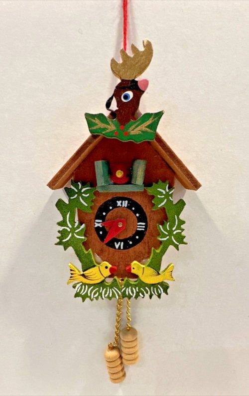 Vintage Wooden Cuckoo Clock Painted Wood Christmas Ornament Midwest Cannon Falls