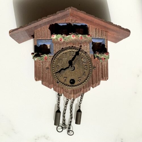 Vintage Wooden Small Mini 3" German Swiss Chalet Hanging Cuckoo Clock READ