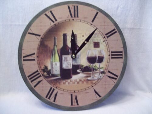 Vintage Wooden Wine Wall Clock Battery Operated
