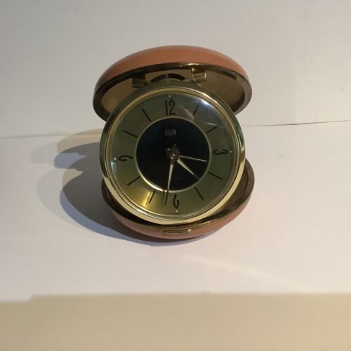 Vintage Working Elgin Beige Travel Alarm-FREE SHIPPING
