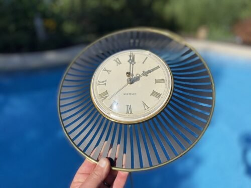 Vintage Working Mid Century 1957 WestClox Orbit Wall Clock New in Box Space Age