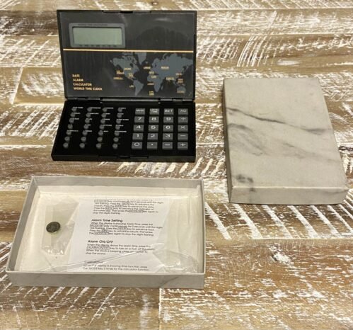 Vintage World Time Caluculator Digital Calendar Alarm Clock in Case